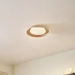 Lindby LED-kattovalaisin Florie, beige, metalli, Ø 40 cm
