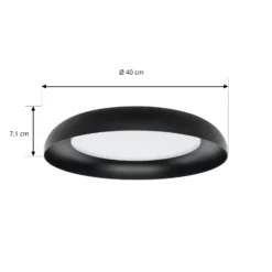 Lindby LED-kattovalaisin Florie, musta, metalli, Ø 40 cm
