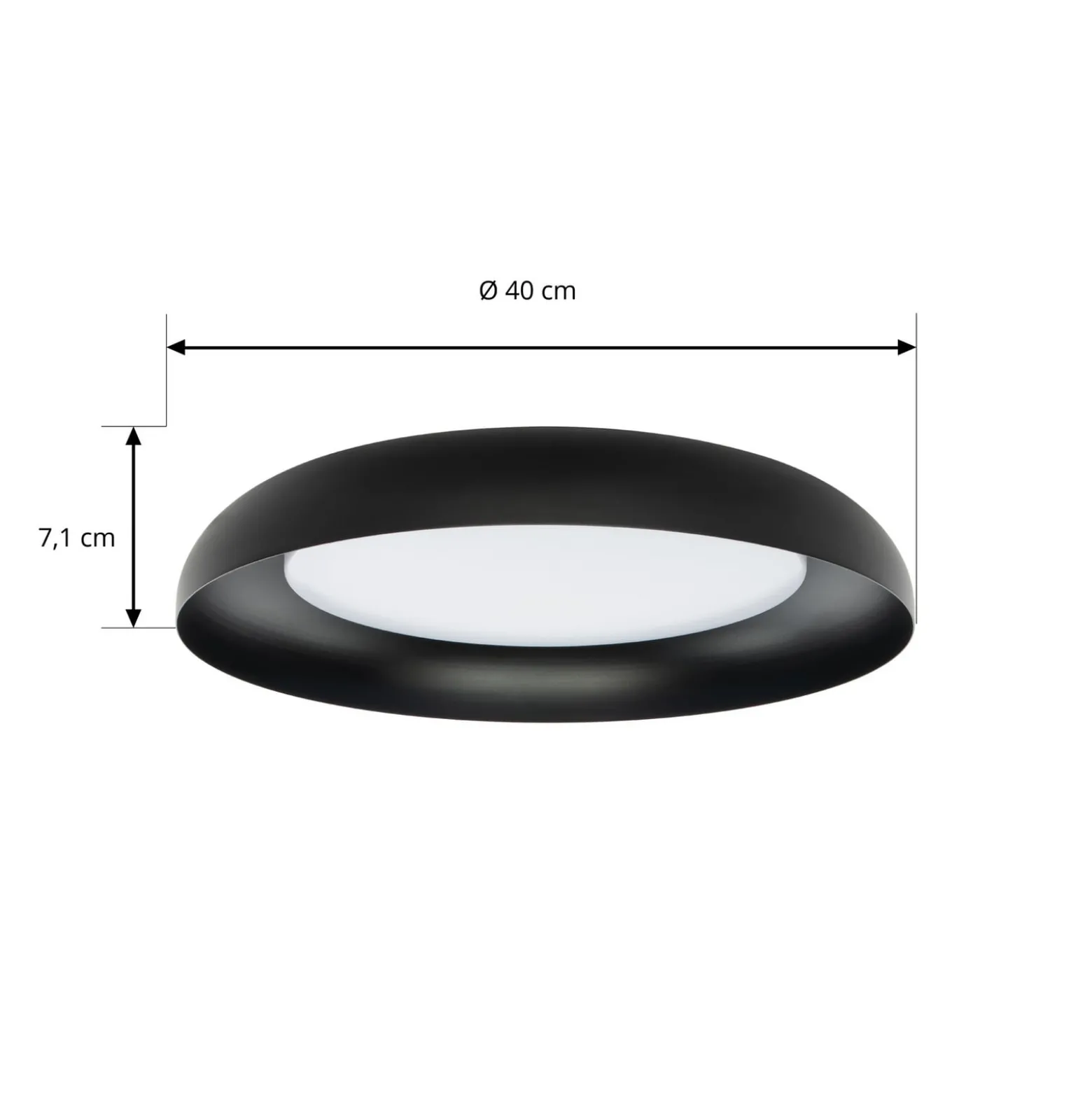 Lindby LED-kattovalaisin Florie, musta, metalli, Ø 40 cm