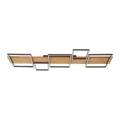 Lindby LED-kattovalaisin Galad, musta, puu, 5 valoa, 140 cm