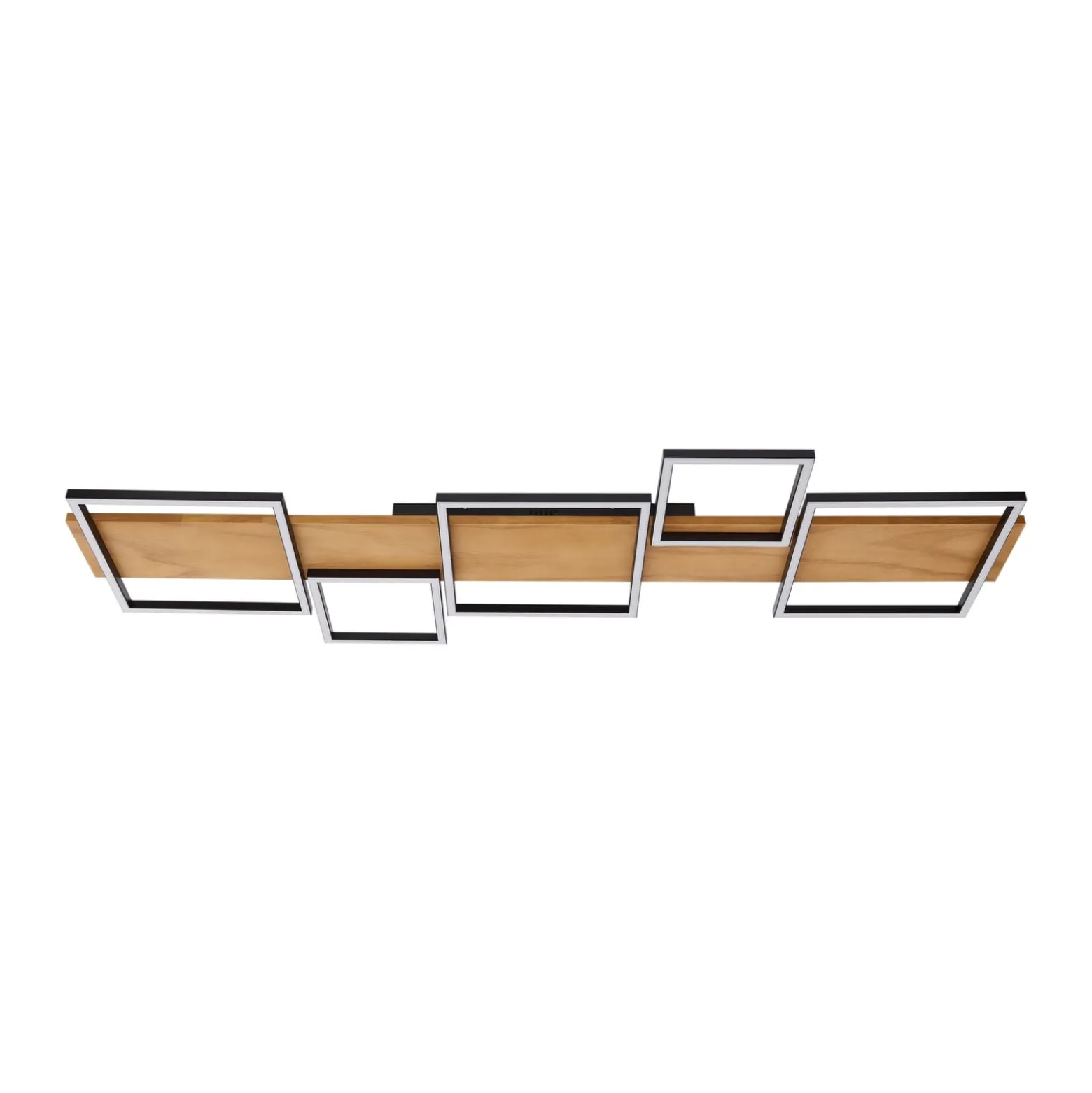 Lindby LED-kattovalaisin Galad, musta, puu, 5 valoa, 140 cm