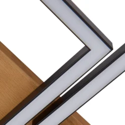 Lindby LED-kattovalaisin Galad, musta, puu, 5 valoa, 140 cm
