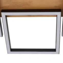 Lindby LED-kattovalaisin Galad, musta, puu, 5 valoa, 140 cm
