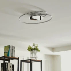 Lindby LED-kattovalaisin Joline, Ø 45 cm, kromivärinen, metalli