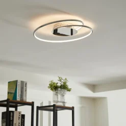 Lindby LED-kattovalaisin Joline, Ø 45 cm, kromivärinen, metalli