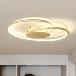 Lindby LED-kattovalaisin Joline, Ø 45 cm, kullanvärinen, metallia