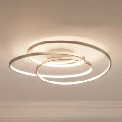 Lindby LED-kattovalaisin Joline, Ø 60 cm, nikkelin värinen, metallia