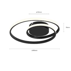 Lindby LED-kattovalaisin Kyron, musta, alumiinia, himmennettävä, Ø45cm