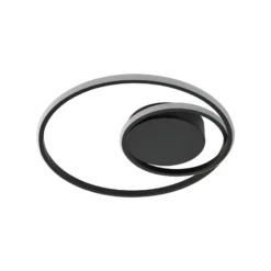 Lindby LED-kattovalaisin Kyron, musta, alumiinia, himmennettävä, Ø45cm