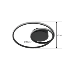 Lindby LED-kattovalaisin Kyron, musta, alumiinia, himmennettävä, Ø45cm