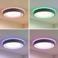 Lindby LED-kattovalaisin Lindum, RGB, CCT, kaukosäädin, himmennettävä