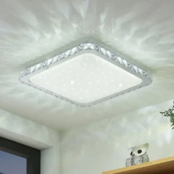 Lindby LED-kattovalaisin Lorand, kristallit, CCT, kaukosäädin