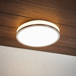 Lindby LED-kattovalaisin Lyss, Ø 28 cm, kromivärinen, IP44