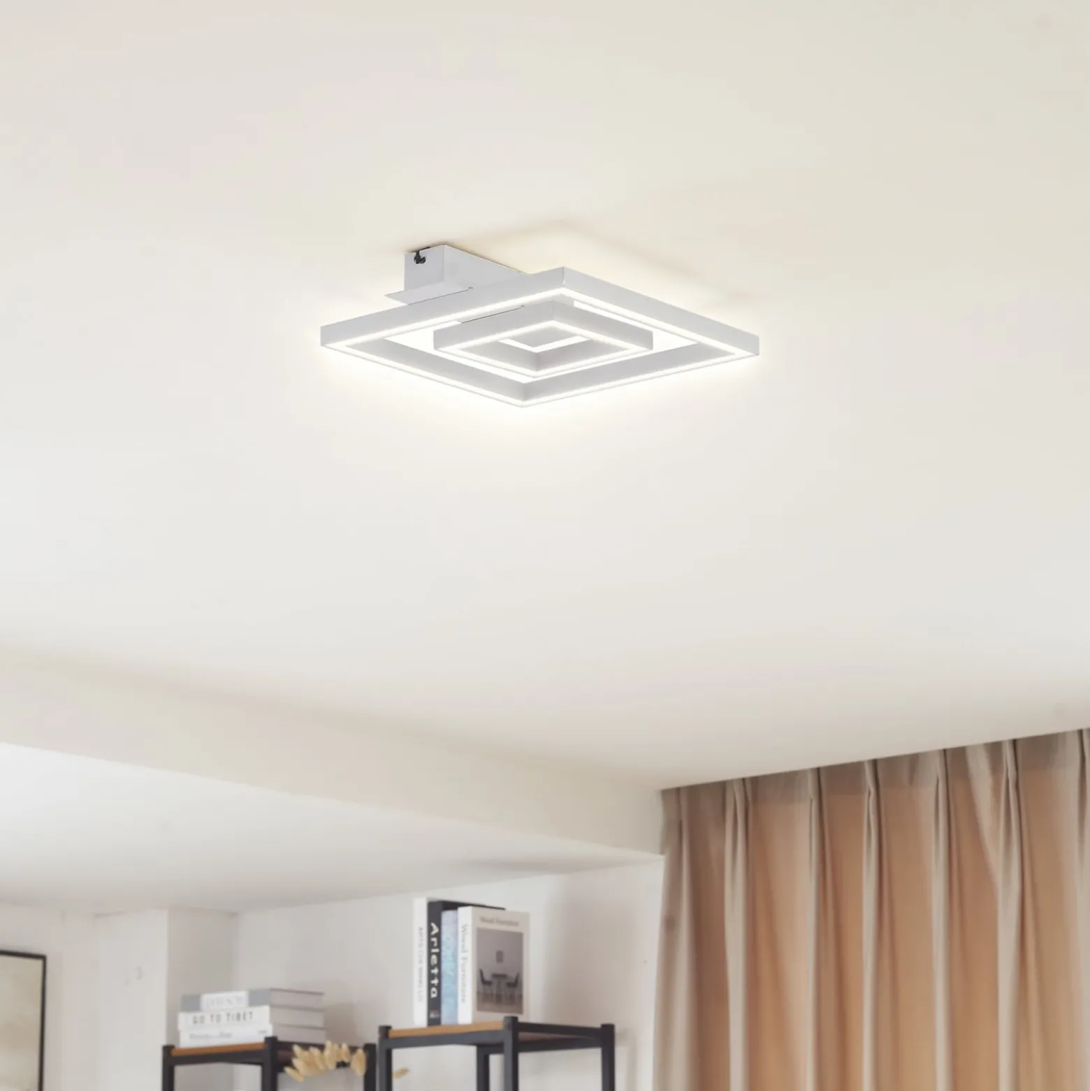 Lindby LED-kattovalaisin Madamo, valkoinen, 30 cm, 3000K