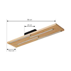 Lindby LED-kattovalaisin Madero, mäntypuuta, 90 cm x 20 cm