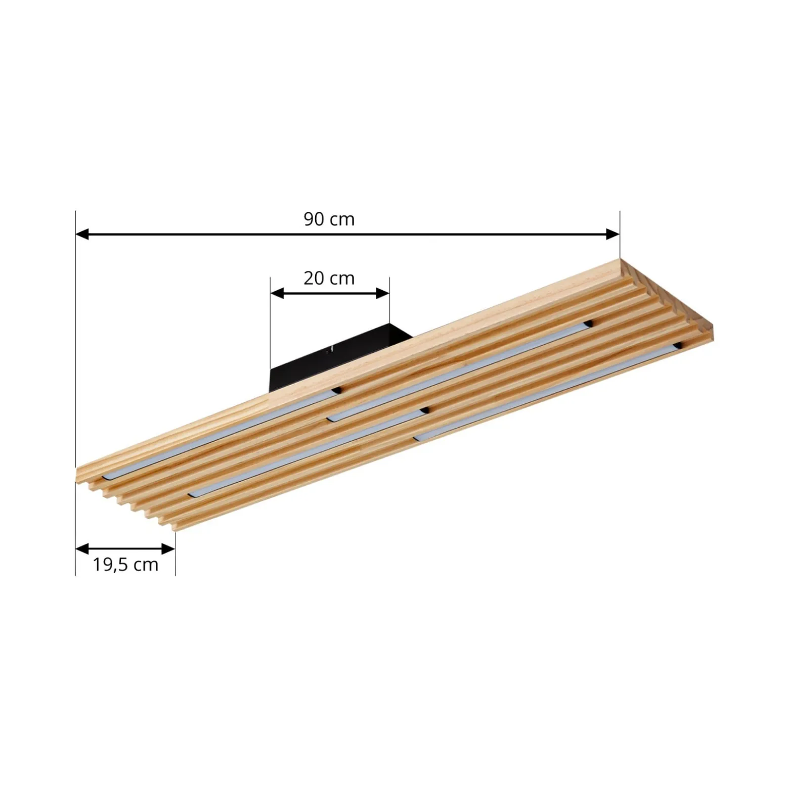 Lindby LED-kattovalaisin Madero, mäntypuuta, 90 cm x 20 cm