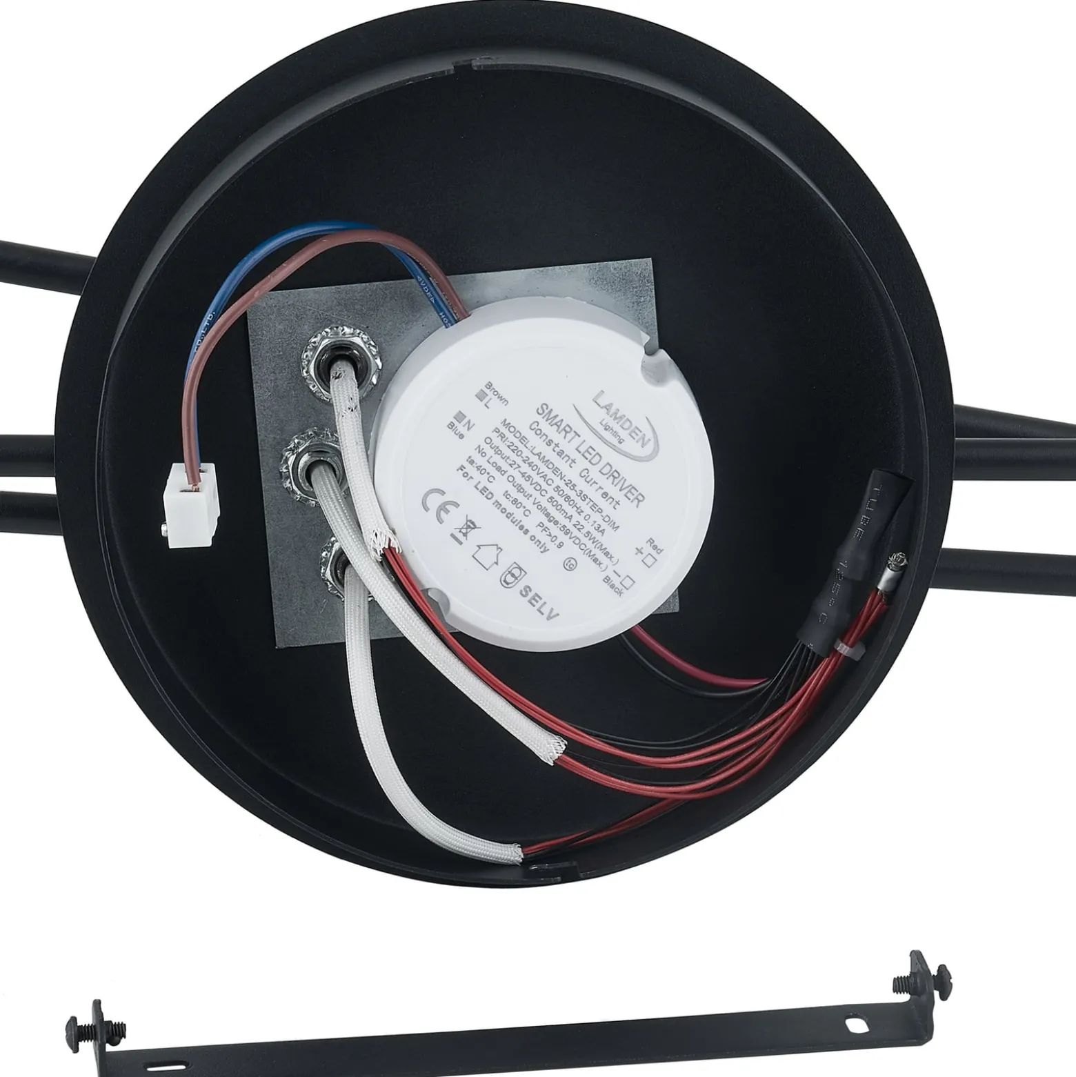 Lindby LED-kattovalaisin Manel, musta, rauta, 79 cm pitkä