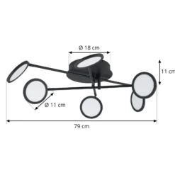 Lindby LED-kattovalaisin Manel, musta, rauta, 79 cm pitkä