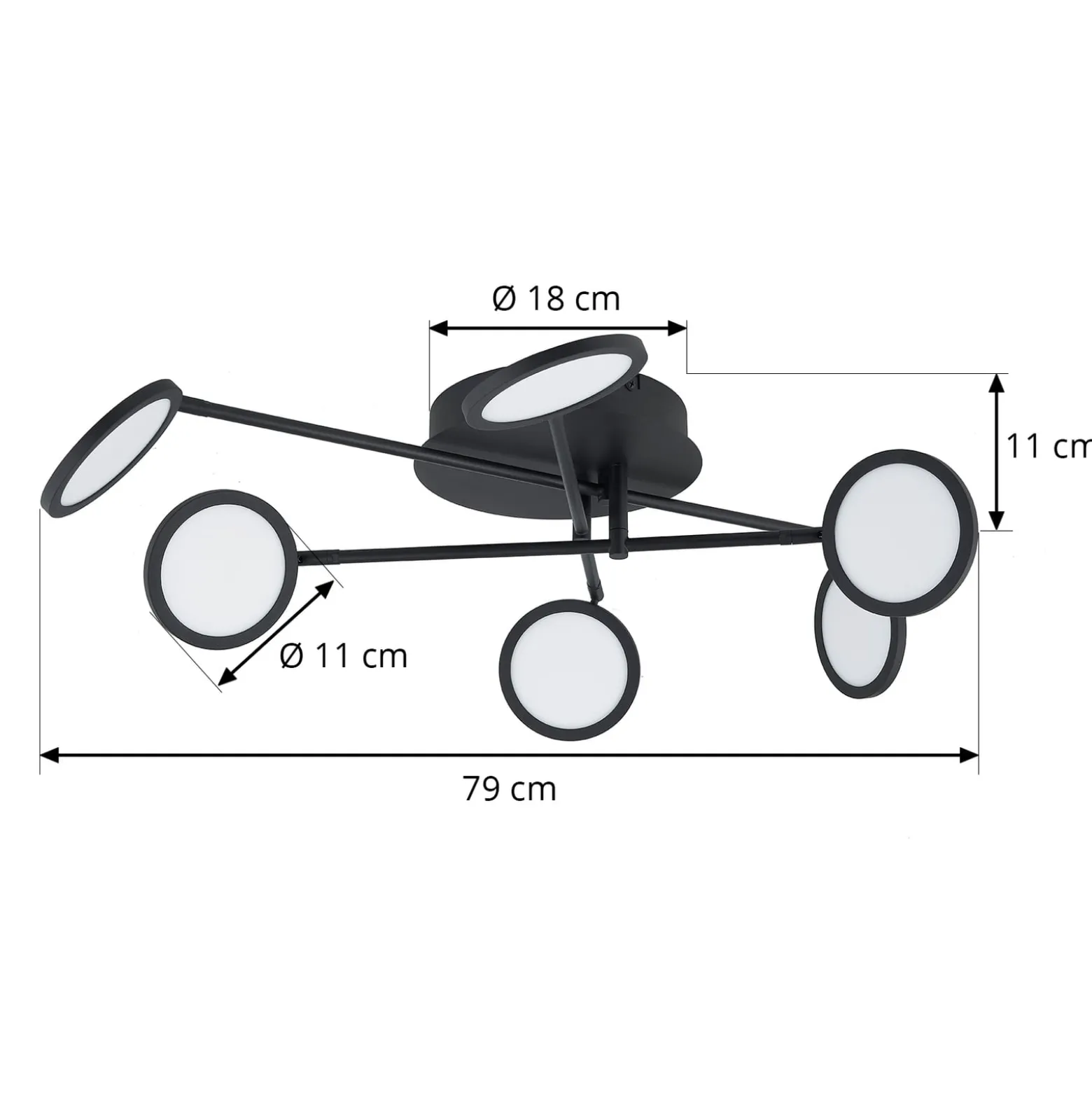 Lindby LED-kattovalaisin Manel, musta, rauta, 79 cm pitkä
