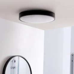 Lindby LED-kattovalaisin Medon, Ø 38 cm, musta, IP44, metallia