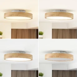 Lindby LED-kattovalaisin Milada, tammi, CCT, kaukosäädin