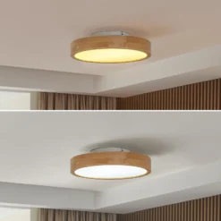 Lindby LED-kattovalaisin Milada, tammi, CCT, kaukosäädin