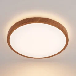 Lindby LED-kattovalaisin Mynte, Ø42cm, puuoptinen, muovi