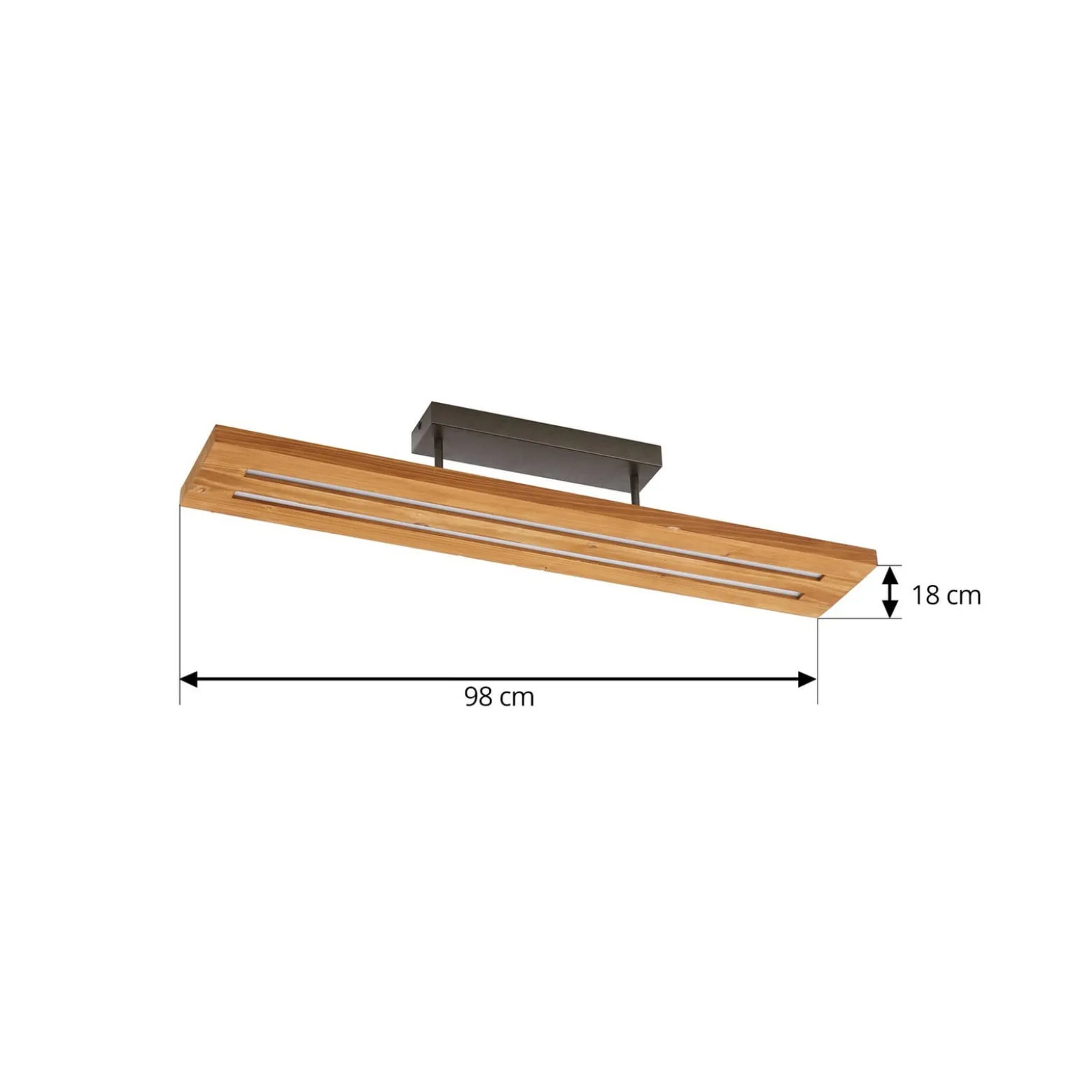 Lindby LED-kattovalaisin Nesaja, musta, puu, 98cm, himmennettävä