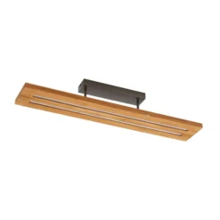 Lindby LED-kattovalaisin Nesaja, musta, puu, 98cm, himmennettävä