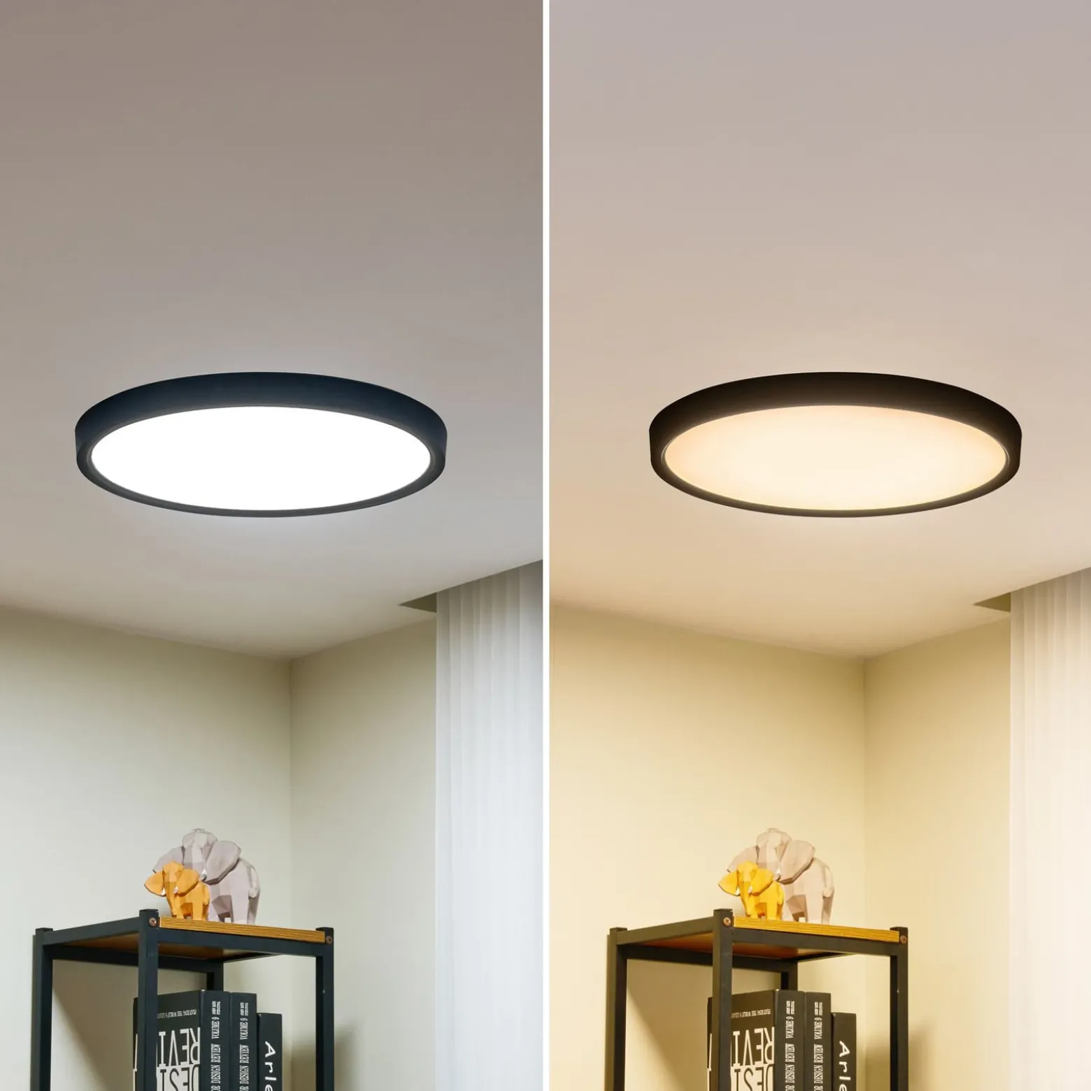Lindby LED-kattovalaisin Pravin, Ø 50 cm, CCT, musta