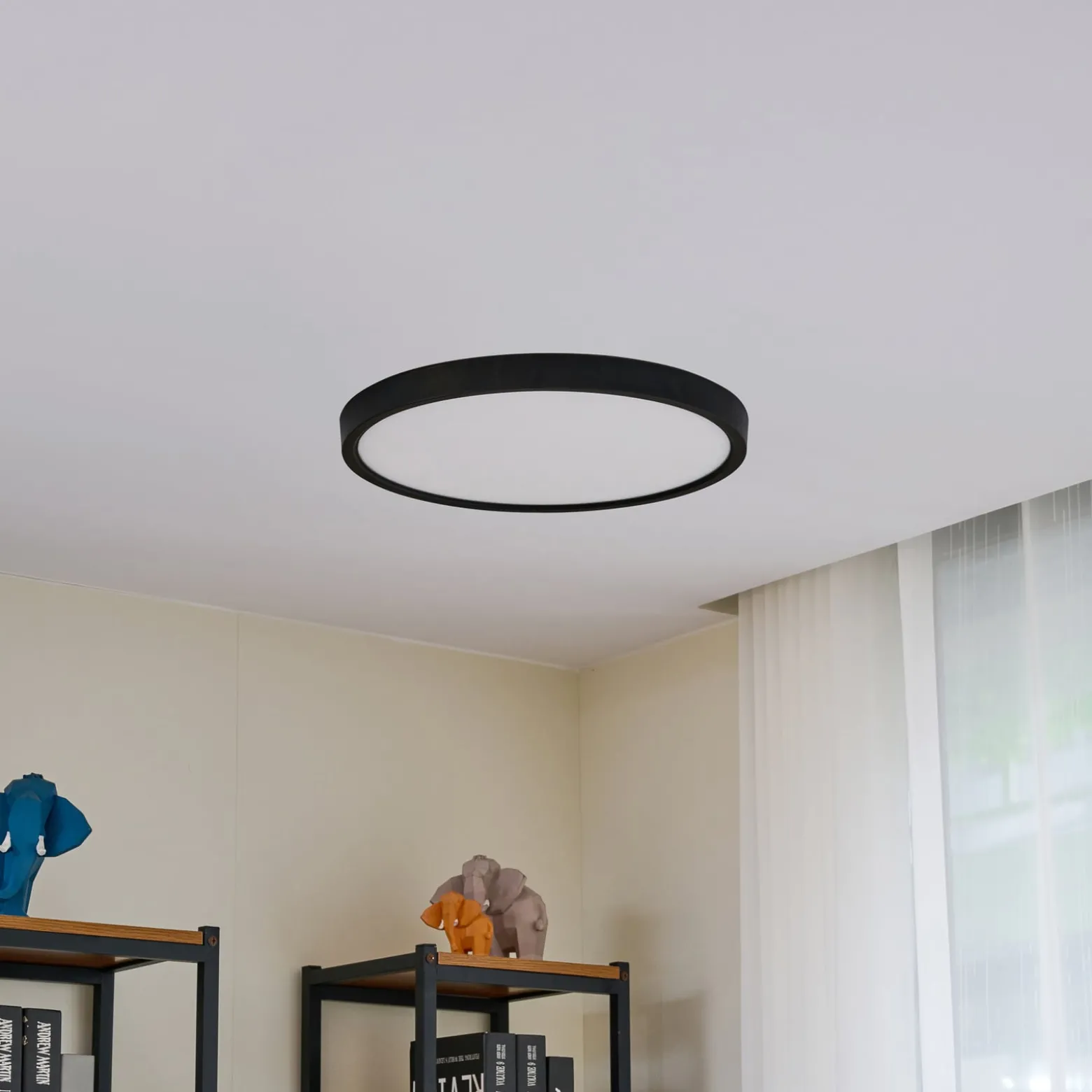 Lindby LED-kattovalaisin Pravin, Ø 50 cm, CCT, musta