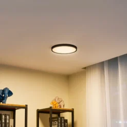 Lindby LED-kattovalaisin Pravin, Ø 23 cm, CCT, musta