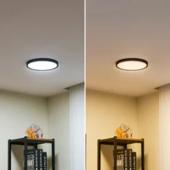 Lindby LED-kattovalaisin Pravin, Ø 23 cm, CCT, musta
