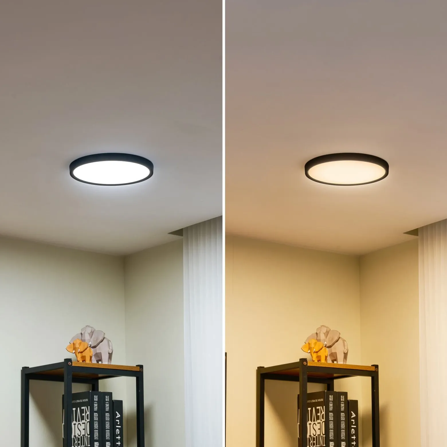 Lindby LED-kattovalaisin Pravin, Ø 23 cm, CCT, musta