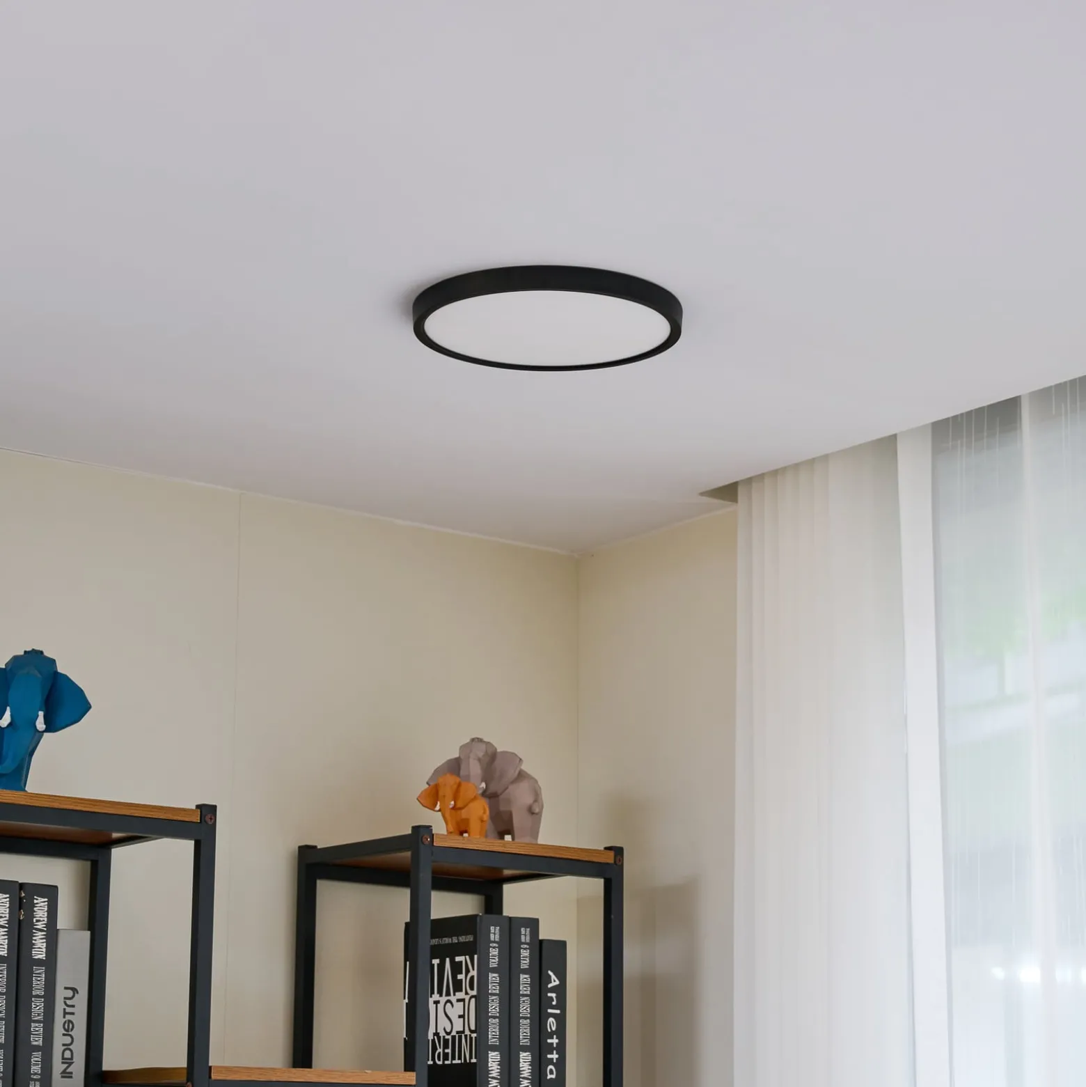 Lindby LED-kattovalaisin Pravin, Ø 30 cm, 3000 K, musta