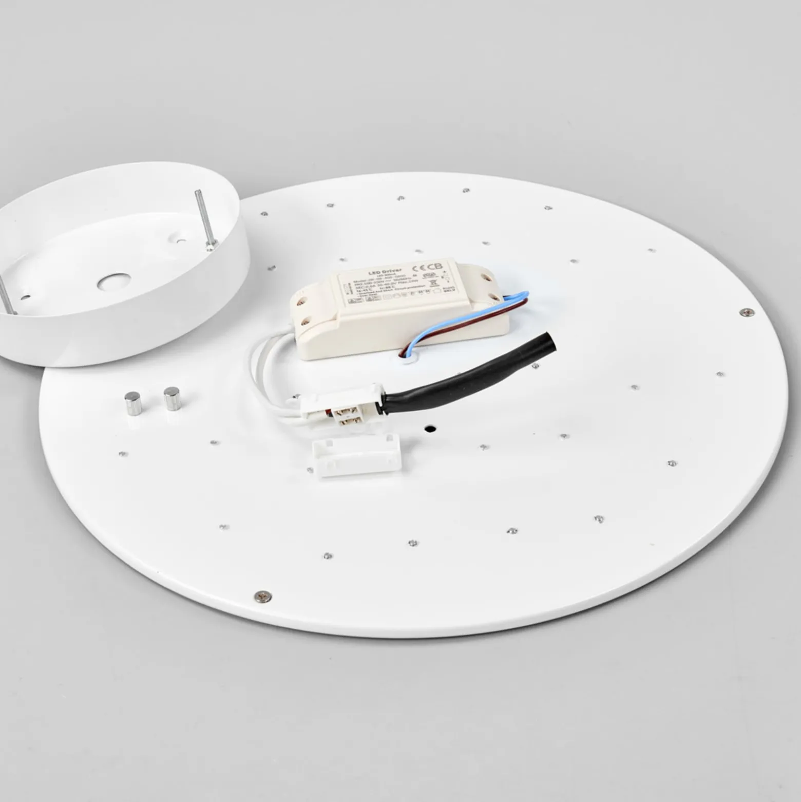 Lindby LED-kattovalaisin Saira, Ø 40 cm, harmaa, tekstiili