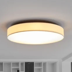 Lindby LED-kattovalaisin Saira, Ø 50 cm, valkoinen, tekstiili