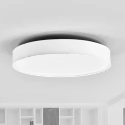 Lindby LED-kattovalaisin Saira, Ø 50 cm, valkoinen, tekstiili