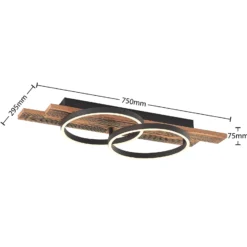 Lindby LED-kattovalaisin Sentoa, puu, 75 cm pitkä, 3000 K