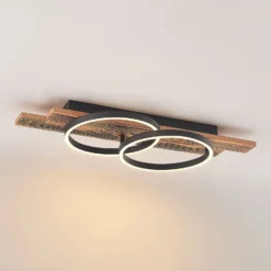 Lindby LED-kattovalaisin Sentoa, puu, 75 cm pitkä, 3000 K