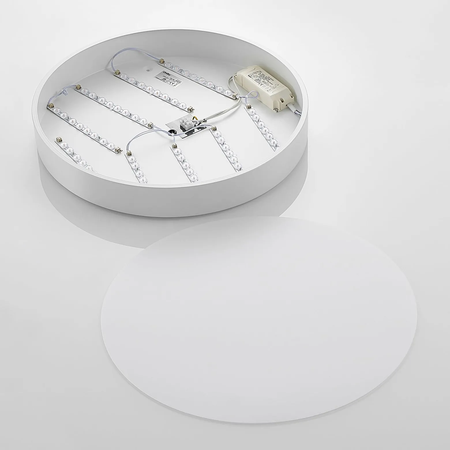 Lindby LED-kattovalaisin Simera, Ø 50cm, valkoinen, metallia