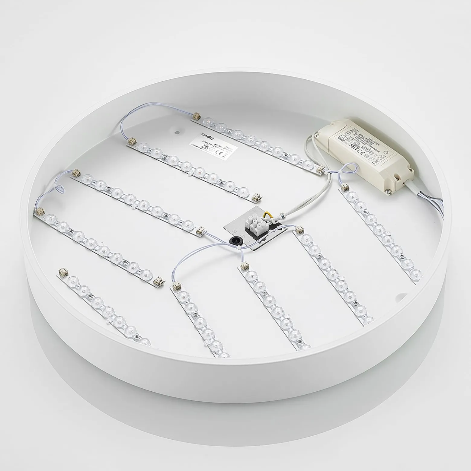 Lindby LED-kattovalaisin Simera, Ø 50cm, valkoinen, metallia