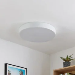 Lindby LED-kattovalaisin Simera, Ø 50cm, valkoinen, metallia