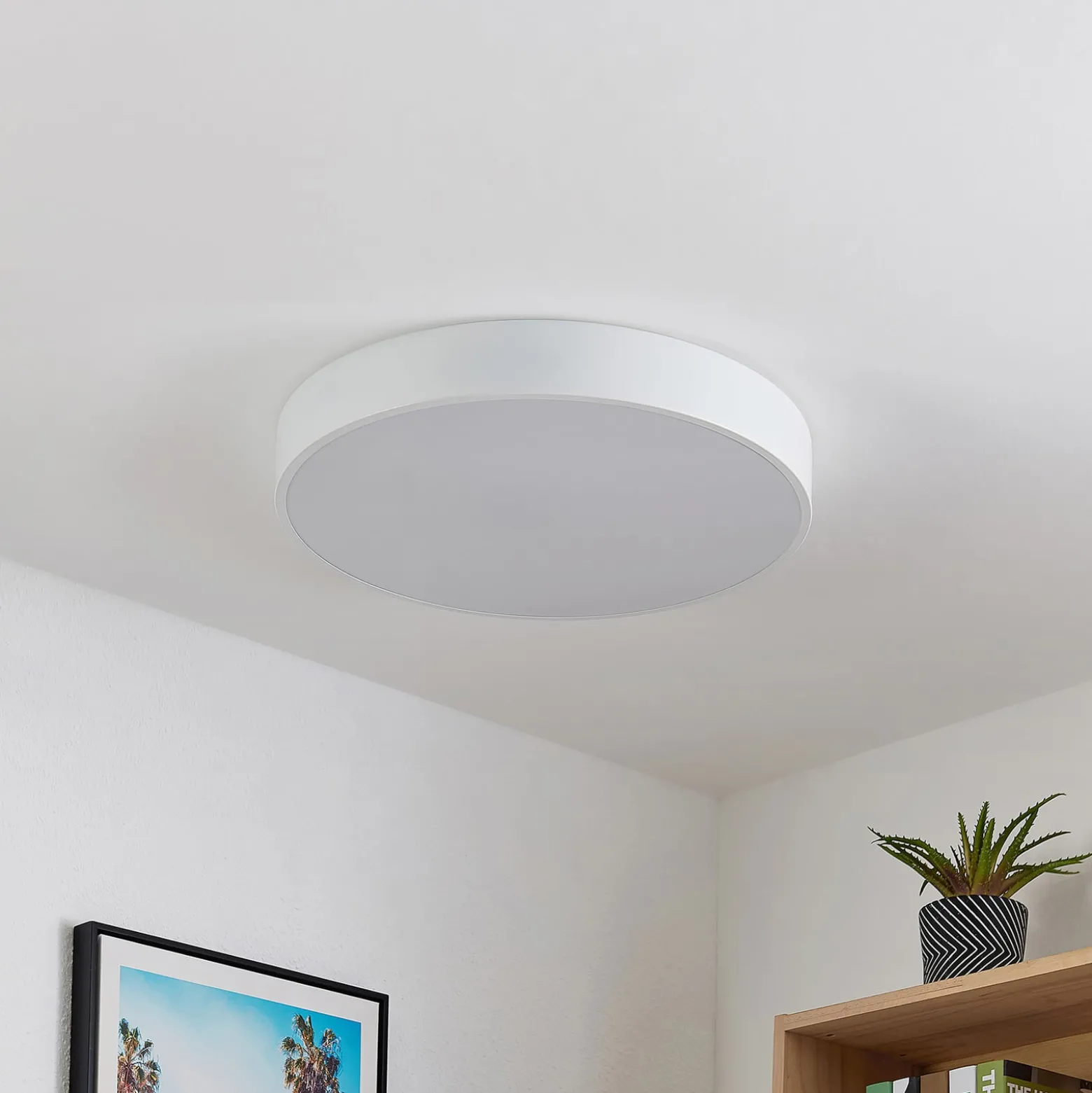 Lindby LED-kattovalaisin Simera, Ø 50cm, valkoinen, metallia