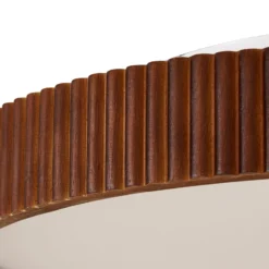 Lindby LED-kattovalaisin Velua, valkoinen/tumma puu, CCT, Ø 50 cm