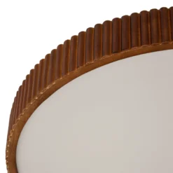 Lindby LED-kattovalaisin Velua, valkoinen/tumma puu, CCT, Ø 50 cm