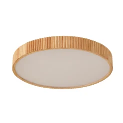 Lindby LED-kattovalaisin Velua, valkoinen/vaalea puu, CCT, Ø 50 cm