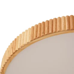 Lindby LED-kattovalaisin Velua, valkoinen/vaalea puu, CCT, Ø 50 cm