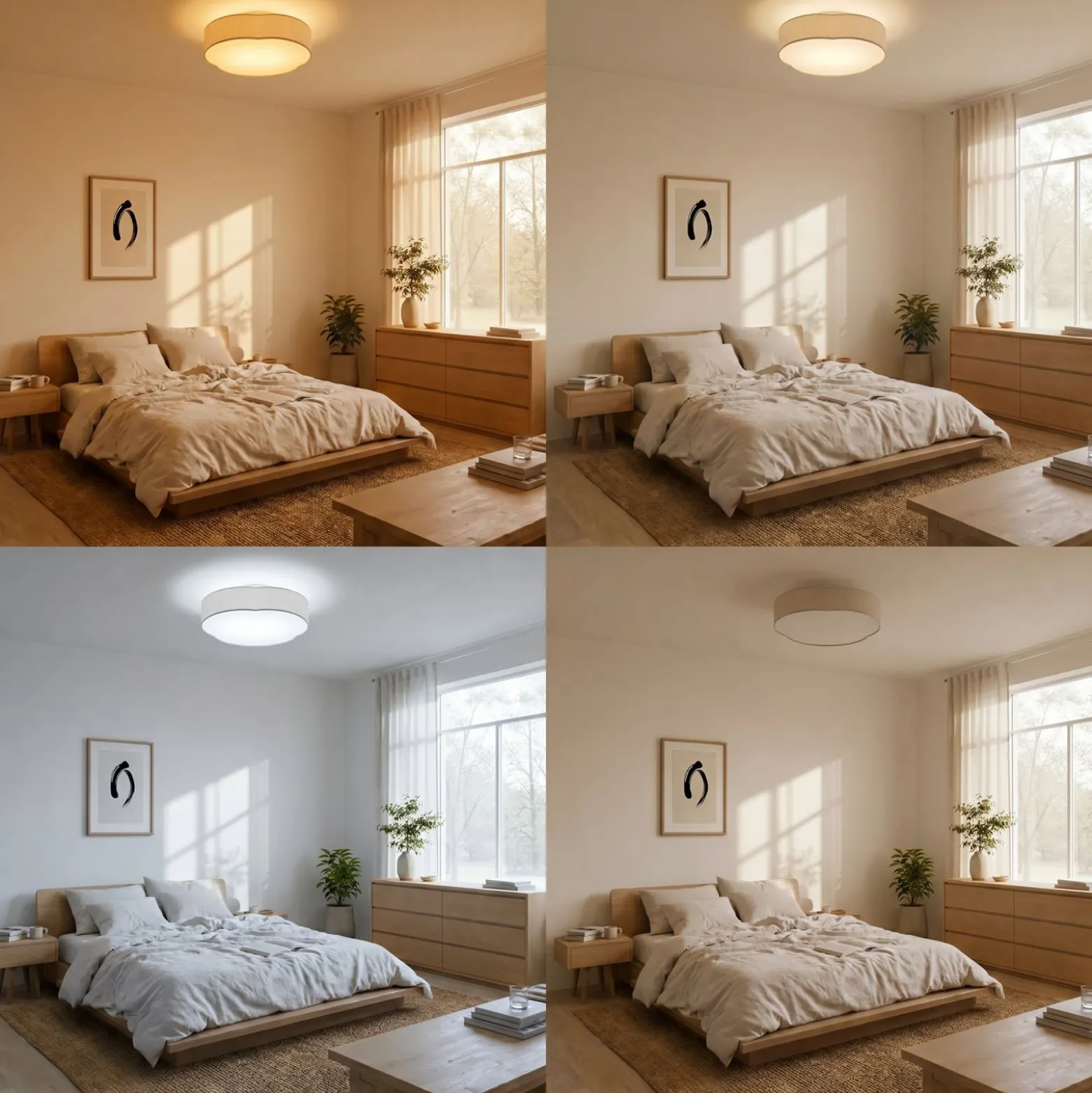 Lindby LED-kattovalaisin Winona, Cord, 48 cm, kermanvärinen, CCT