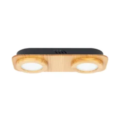 Lindby LED-kohdevalaisin Joren, puu, 38 x 16 cm, 2-valo, 3000 K
